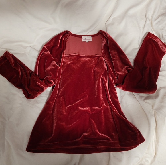 Red velvet top - Picture 2 of 4